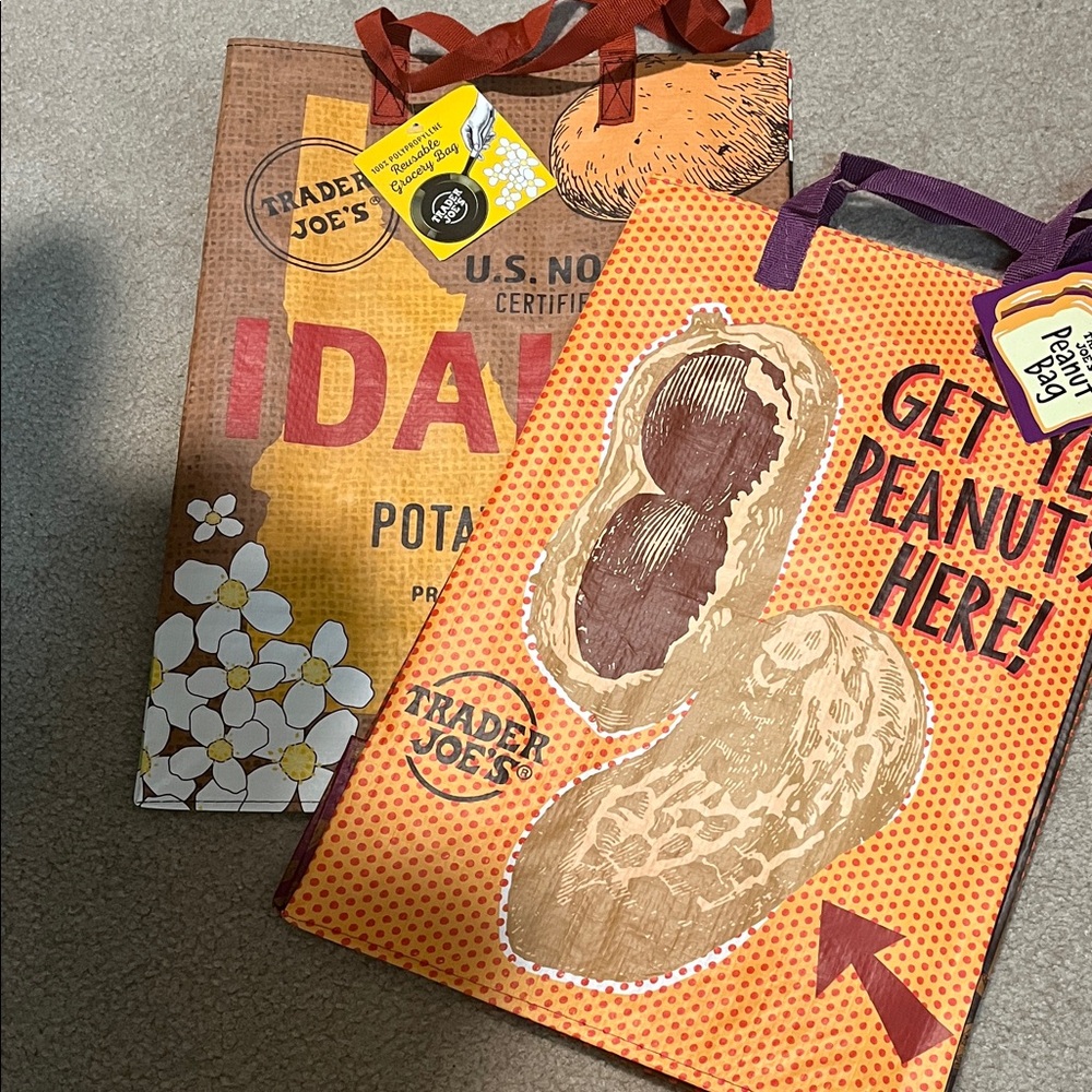 Trader Joe's Brown and Red Tote Bag